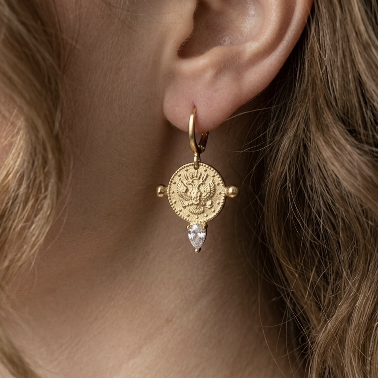 ARGOLA MEDALHA COM ZIRCÔNIA de R$ 37,90 por